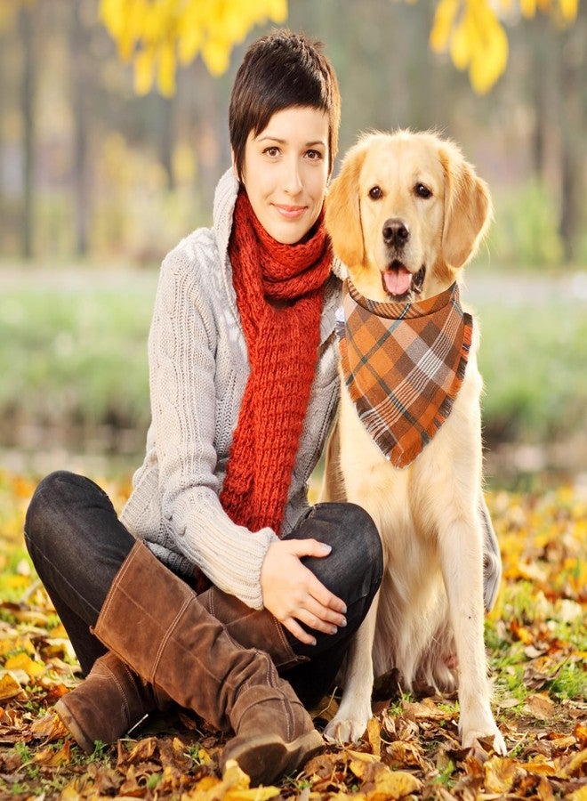 Bolake Fall Dog Bandanas 3 Pack Thanksgiving Costumes with Tassels Edges Classic Plaid Adjustable Triangle Accessories Scarf for Small Medium Large Dogs Pets - Image 5
